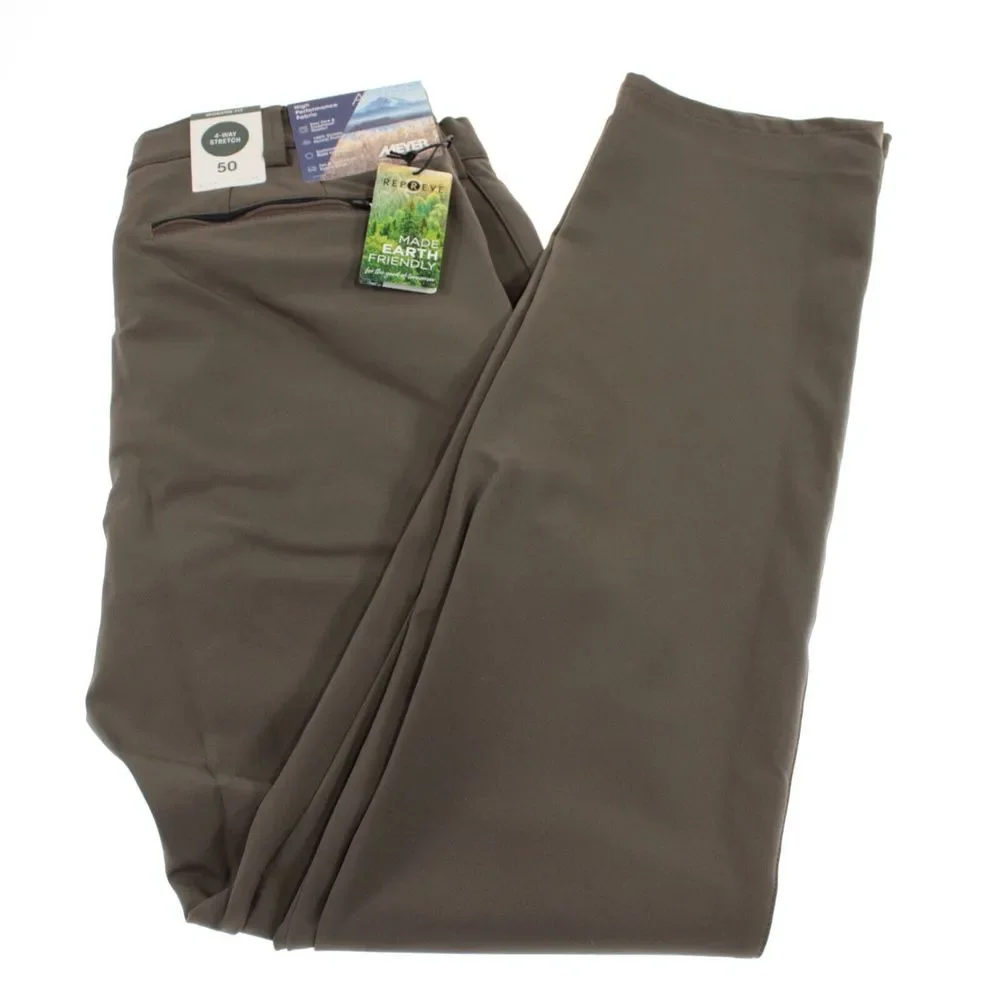 Meyer NWT Chinos / Casual Pants Size 50 34 US Solid Brownish Green Cotton Blend - Picture 2 of 11